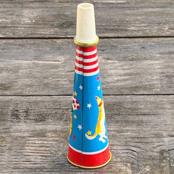 VINTAGE 1960's World Circus Tin Toy Noisemaker Horn  Clown Party Favor Japan - Picture 5 of 9